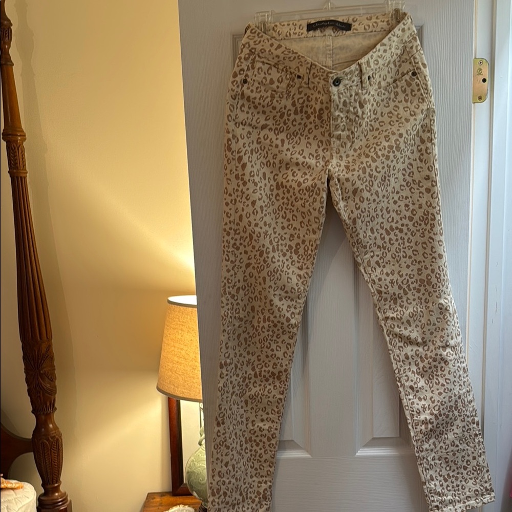 Christopher Blue Beige and Brown Animal Print Pants